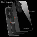 Biruiqu For OPPO Reno 11 5G Shockproof Tempered Glass Back Soft Silicone Edge Black Case Cover Casing. 