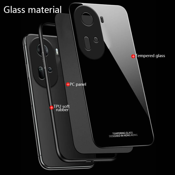 Biruiqu%20For%20OPPO%20Reno%2011%205G%20Shockproof%20Tempered%20Glass%20Back%20Soft%20Silicone%20Edge%20Black%20Case%20Cover%20Casing%20-%20Image%204