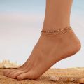New 2025 Multilayer Beautiful Anklets Summer Beach Beautiful Anklets Metal Feet Chain Bead Feet Chain Anklets. 