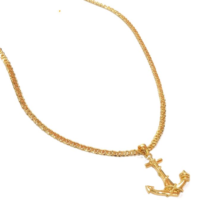 Gold Plated Rope Chain Detailed Ancor Pendant Guaranteed 24 inch