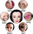 Synthetic Black  Long Hair Dummy Mannequin Doll Head For Training  practice washing cutting hair, drying hair ,editing makeup For Beginners With Stand holder. 