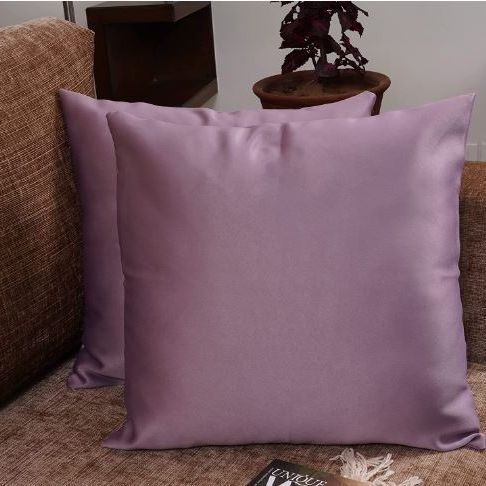 Silk Satin Square Cushion Covers Home Decor Sofa Cushion Covers/ Throw Pillow Covers - Lavender Color - Size 20 x 20 inches.