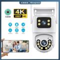 8MP 4K PTZ Wifi Camera Dual Lens Wireless Outdoor Surveillance Camera Ai Human Detect Security IP Camera Auto Tracking iCSee App. 