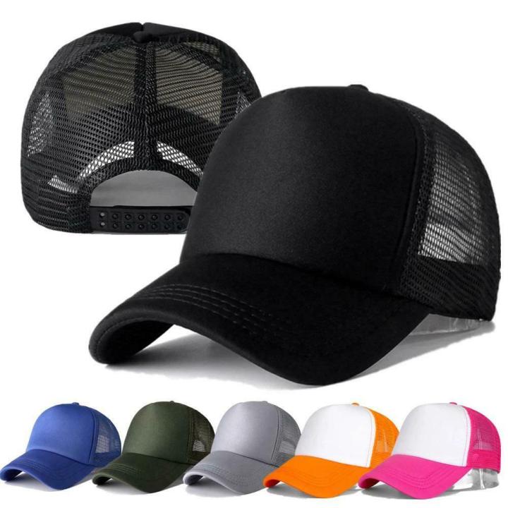 Unisex Plain Trucker Hat Mesh Back Snapback Hat Baseball Cap Solid Visor Net Cap