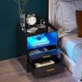 VTEC HOME Modern Lighted Bedside Table with 2 drawers / Side Table / End Table /Nightstand / Bedside Cabinet / Bedroom Furniture / Drawer Cupboard / Modern Furniture / Living Room Furniture / Lighted Furniture / Modern Bedside Cupboard - WLBC 1600. 