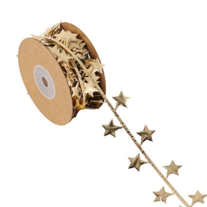 Artificial Star Decorative Ribbon Pu DIY Christmas Tree Hanging Ornaments 10 Meter Silver Star Packaging Gift Box Ribbon