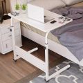 White Adjustable Portable Table-Mate II Tray Holder Large Folding Adjusting Convenient Move Moveable Table for Laptop Breakfast Food Cup Plate Paper Documents TV Television Electric Devices Work from Home Office Hospital Room Bed Kitchen Living Lifestyle. 