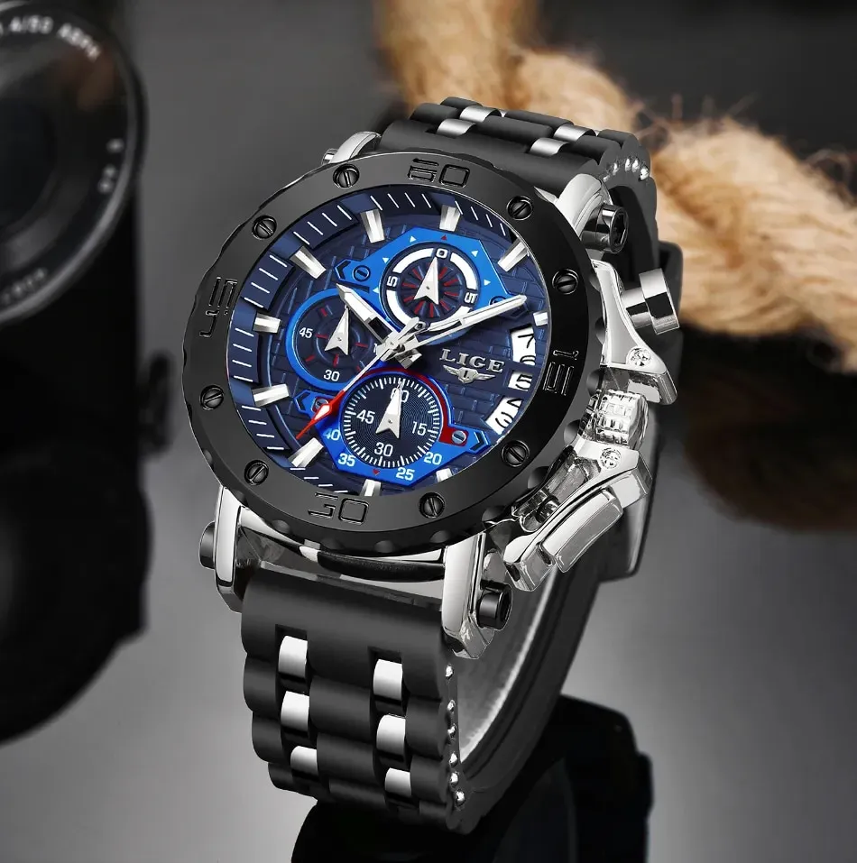 New LIGE Men Watch Military Clock Top Brand Luxury Casual Sport
