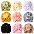 Solid Color Baby Turban Hat Big Flower Breathable Infant Girl Cap Beanie Soft Kids Headwraps. 