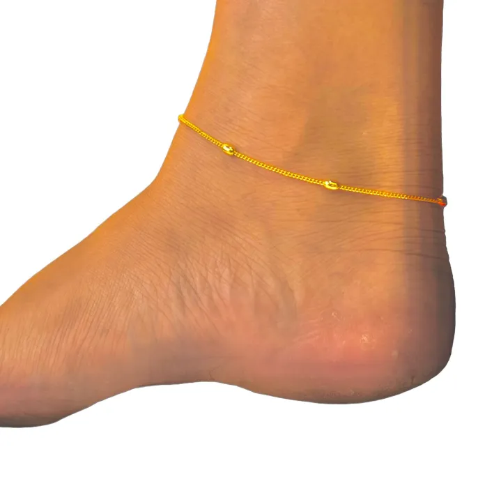 Gold%20Plated%20latest%20OVAL%20Type%20Anklet%20Foot%20Jewelry%2010inch%20Box%20Chain%20Kolusu%20for%20Women%20-%20Image%203