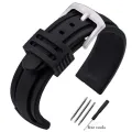 【Miga Plaza】28mm 30mm Waterproof Silicone Watchband 18mm 20mm 22mm 24mm 26mm Stainless Steel Metal Brushed Buckle Bracelet Rubber Watch Strap High Quality Sport Soft Diving Clock Band. 