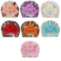 【Dream Sailing Store 】Colorful flower baby soft cotton newborn girls turban Infant Toddler cap Beanies head. 