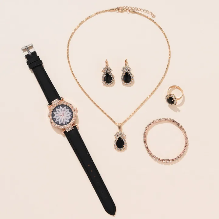 Fashionable%20Women's%20Wristwatch%20Bracelet%20-%20New%205pcs%20Set%20Rhinestone%20Watches%20Luxury%20Women%20Square%20Dial%20Simple%20Wrist%20Watches%20-%20Image%203