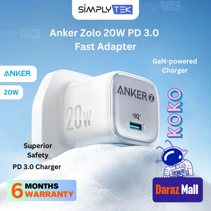 Anker Zolo 20W PD 3.0 Fast Adapter (A2699), PD 3.0 Charger, 20W Total Output, GaN-powered ,Superior Safety