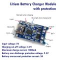 TP4056 Lithium Battery Charger and Protection board Module 18650 Arduino Node mcu 5V 1A USB Micro Lithium Battery Charging Board Charger Module Protection Dual Functions. 