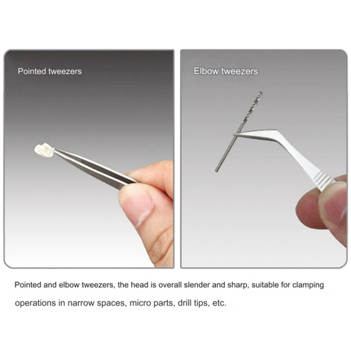 4-Piece Set of Stainless Steel Combination Tweezers, Elbow Tip, Labor ...