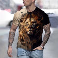 Men T-Shirt Summer Loose and Breathable Short Sleeve Lion Print Tops Round Neck Fashion Clothing Men Clothing Low Price T-Shirt. 