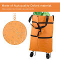 Foldable Shopping Pull Cart Trolley With Wheels Shopping Bags Reusable Large Waterproof Handbag. 