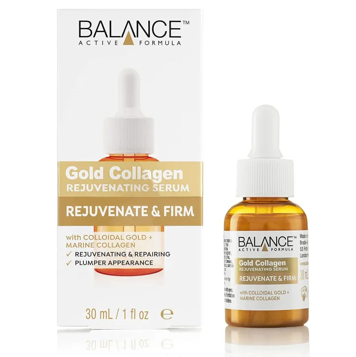 Balance Active Formula Gold and Marine Collagen Rejuvenating Serum 30ml Lightweight & Non-Greasy Rejuvenating and Repairing 100% Original Made In UK