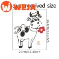 【WEJA】Little cow with flowers Decals Refrigerator Sticker Fridge Decor Vinyl zer Stickers Waterproof Vinyl Removable LC1808. 