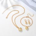 Enacolor 4Pcs Elegant Gold Metal Heart Necklace Earrings for Women Girl Party Valentine's Day Gift Jewelry Set. 