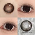 OVOLOOK-Black Series Contact Lenses for Eyes Narural Black Pupils Beauty Lenses Eye Color for Myopia 2 s/pair Yearly Use. 
