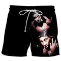 Rapper Tupac Amaru Shakur 2pac 3D Printed Beach Shorts Pants Men's Drawstring Shorts Elastic Fashion Casual Cool Ice Shorts Male. 