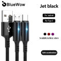 BlueWow 1.2M Fish Ribbon Light Fast Charging Cable Micro USB/Type-C Braided Data Cable Suitable for Huawei Xiaomi Samsung USB 5A Fast Charging Cable. 