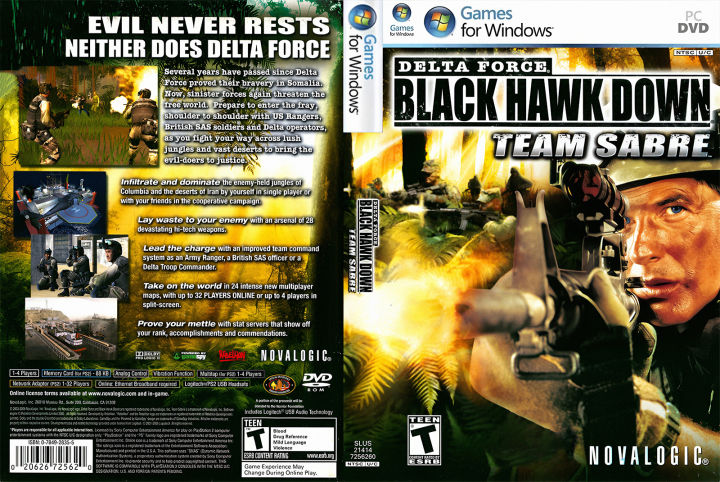 Delta Force Black Hawk Down Team Sabre DVD PC Game