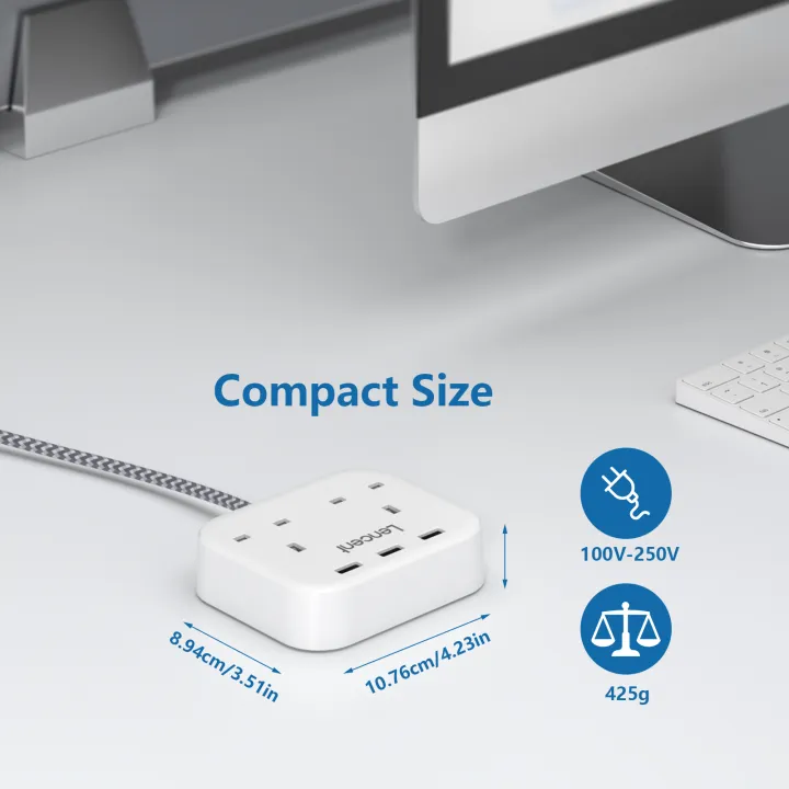 LENCENT%20Mini%20Extension%20Lead%20with%203%20USB%20Port,%202%20Way%20Outlets%20Power%20Strip%20with%203%20USB%20Slots,%20Multi%20Plug%20Power%20Extension%20with%201.8M%20Braided%20Extension%20cord%20for%20Home%20Office%20Travel%20(13A%203250W)%20-%20Image%2010