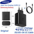 NEW Samsung 45w Wall Charger Original Pd 3.0 Super Fast Charger Cargador Tipo C Samsung Galaxy S24 Ultra S23 Plus S22 Fe Tab S10 S9. 