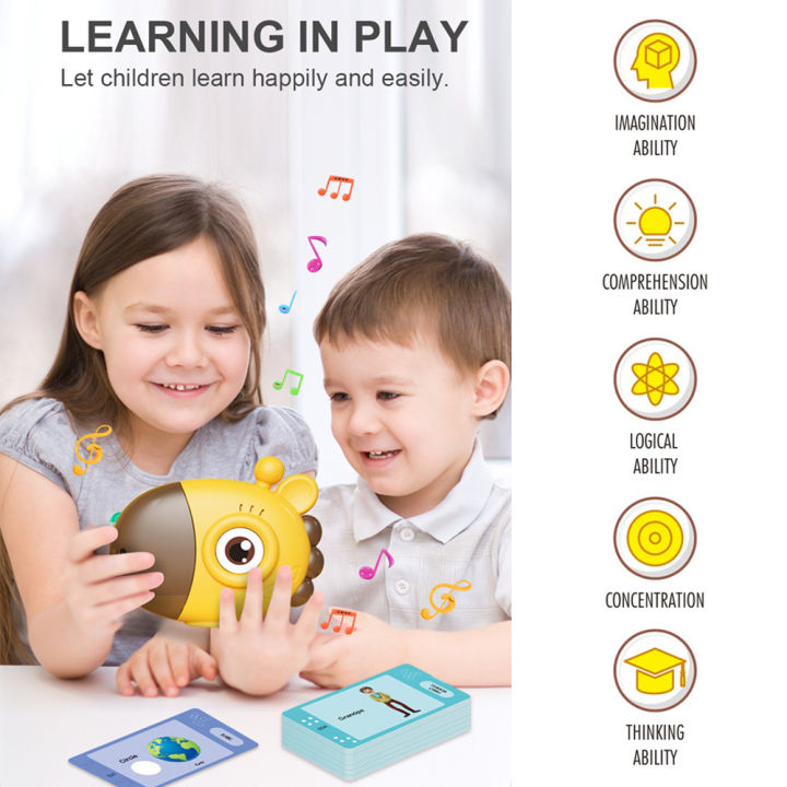 Baby Flash Cards Reader Audible Flash Cards Machine Early Educational Learning Toys with 60PCS Cards for Toddlers Boys Girls