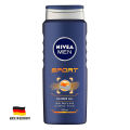 NIVEA MEN Sport 24h Fresh Effect 3 in 1 Shower Gel - Face, Body & Hair - Made in Germany - 500ml. 