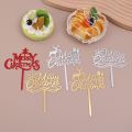 Birthday Cake Dessert Placard  Merry Christmas Cake Plug-In  Gold Silver Redxmas Merry Christmas Tree Pattern Decoration  Household Baking Accessories. 