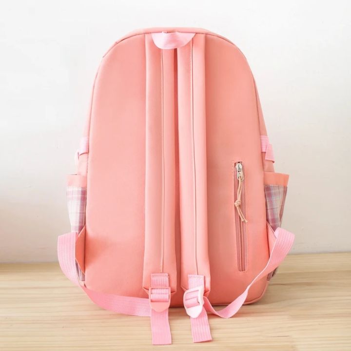 Children's%20School%20Backpack%204%20Pcs%20Sets%20school%20bags%20for%20girls%20Kids%20Plaid%20design%20Bookbag%20mochilas%20Backpack%20Kawaii%20Women's%20Backpack%20-%20Image%206