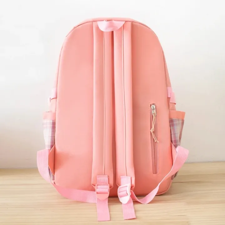 Children's%20School%20Backpack%204%20Pcs%20Sets%20school%20bags%20for%20girls%20Kids%20Plaid%20design%20Bookbag%20mochilas%20Backpack%20Kawaii%20Women's%20Backpack%20-%20Image%206