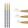 Monja 3Pcs/Set Nail Art Acrylic Transparent Handle Stripes Lines Liner Drawing Brush Pattern Design Painting Pen Manicure Tool. 