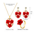 Luxury Romantic Velvet Rose Zircon Necklace Earrings Ring Set For Women Pendant Yao Store. 