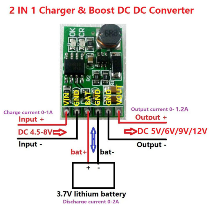 DD05CVSA 2 in 1 Charge Discharge Module DC DC Boost Converter 4.5-8V to 5V for UPS Power Bank DIY 18650 Solar Charging