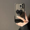Black Case with Love Pop socket Soft Silicone Cover for Apple Mobile Phone Protective Case for iPhone 13 Pro Max / 12 Mini / 11 Pro Max / XR / XS Max / SE2 / 7 /8 Plus. 