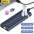 MZX 10 7 4 Port USB Hub 3.0 Aluminum A 3 0 Multi-hub Splitter Concentrator Dock Multiple Extensor Switch Adapter Docking Station. 