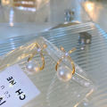 1Pair French Cross Pearl Earrings Gentle Temperament Delicate Ear Studs Girls Fashion Party Jewelry. 