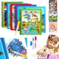 1 Book + 1 Pen Reusable Coloring Book Magic Water Painting Book Sensory Early Education Puzzle Drawing Toys. 