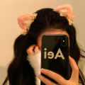 Bell Cat Ears Plush Hairpin Female Cat Three-dimensional Sweet Bow Headwear Children's Clip Duckbill Clip Autumn and Winter. 