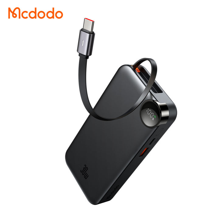 MC-3870 30W Built-in Retractable Cable Digital Display 10000mAh Power Bank