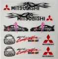 【Miga Plaza】RALLIART Reflective Sticker Mitsubishi Car Emblem Badge Decal 3D Embossed Decals  Dashboard Door Handle Rear Window Glass Decals  General. 