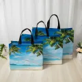 【ALLGOOD】1Pcs Coconut Tree Printed Handbags Casual All-Match Shoulder Bags Eco Friendly Shopping Bag Portable Travel Bag High Capacity Tote. 