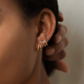 Asuwish Dainty Tiny Layered Gold Plated Copper Metal Paved CZ Huggie HooLuxury p Earrings for Women Girls Luxury Elegant Catilage Hoops Jewelry. 