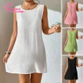 Muses Mall Polyester Sun Protection Clothing Sun Protection Beach Dress Backless Sleeveless Bikini Cover-up for Women Women Swim Cover-up. 