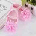 New Soft Cotton Newborn Toddler Baby Shoes Cute Chiffon Flower Bows Non-slip Floor Baby Girl Shoes Girls First Walk Shoes. 